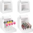 Portable Cake Pop Holder Boxes: 4Pcs Cake Packaging Containers with Clear Window - Lollipop Display Boxes Used for Weddings Baby Showers Birthday Parties