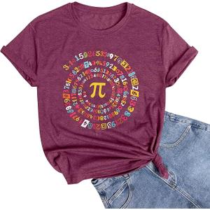 Pi Day Shirt Women Math Teacher Shirts Teacher Life Tee Teach Love Inspire Teacher Gift Casual Short Sleeve Tops M