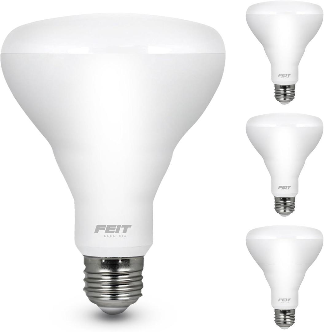 Feit Electric BR30 LED Light Bulbs, 65W Equivalent, Non Dimmable, 10 Year Life, 650 Lumens, 5000K Daylight, E26 Base Recessed Can Light Bulbs, Flood Light Bulbs, Damp Rated, 3 Pack, BR30/850/10KLED/3