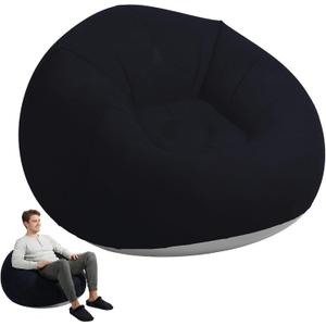 Inflatable Lazy Sofa Chairs, 41.3 in Inflatable Bean Bag Chairs Set, Portable Folding Inflating Chair for Movie Night Courtyard Patio Camping, Indoor Outdoor Lounging Flocked PVC Sofa