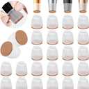 Chair Leg Floor Protectors, 24 Pcs Silicone Felt Furniture Leg Pad for Protecting Floors from Scratches and Noise, Round Chair Feet Protectors (Small fit:0.5''-0.8'')