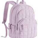 BAGSMART College Laptop Backpack, Travel Backpack for Women, Quilted Casual Daypack, Water-Resistant Bookbag for 15.6 Inch Laptop, Lavender