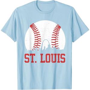 St. Louis Cityscape Vintage Baseball City Men Women Kids T-Shirt, Baby blue, XL St. Louis Cityscape Vintage Baseball City Men Women Kids T-Shirt, Baby blue, XL