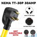 Tellegloww 25 Feet NEMA TT-30P to 6-50R Welder Adapter Extension Cord, 30Amp to 50Amp 3 Prong Generator RV to 3 Prong Welder Adapter, STW 10 AWG/3C, 250V 7500 Watt, ETL Listed