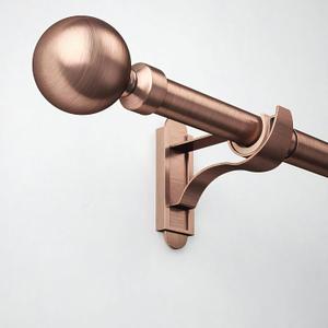 ROTHLEY Curtain Rods for Windows 48 to 84 Inch Copper Curtain Rod 1 Inch Diameter Decorative Curtain Rod Adjustable Drapery Rod Heavy Duty Window Poles for Curtains With Klick Fit Brackets-Orb Finial