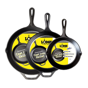 Lodge Seasoned Cast Iron Skillet Set  PFASFree, NonToxic Cookware  Use with an Oven, Stove, Grill, or Campfire  Naturally NonStick & Oven Safe  8, 10.25 & 12 Inches