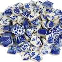 Lanyani Broken Ceramic China Tiles Assortment Blue and White Porcelain Pieces for Mosaic Craft, Cover 11x11 inches (Mixed-2)