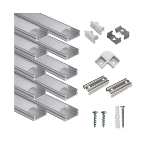 20-Pack 3.3ft/1Meter U Shape LED Aluminum Channel System with Milky Cover, End Caps and Mounting Clips, Aluminum Profile for LED Strip Light Installations, Very Easy Installation