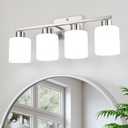WILON 4-Light Bathroom Vanity Light, Brushed Nickel Bathroom Light, Modern Lighting Fixtures Over Mirror, Wall Lamps with E26 Base, Vanity Lights for Kitchen Living Room Hallway Cabinet Porch