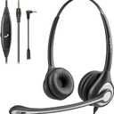 Cell Phone Headset with Microphone Noise Cancelling & Call Controls, 3.5mm Computer Headphones for Samsung PC Business Skype Softphone Call Center Office, Clear Chat, Ultra Comfort