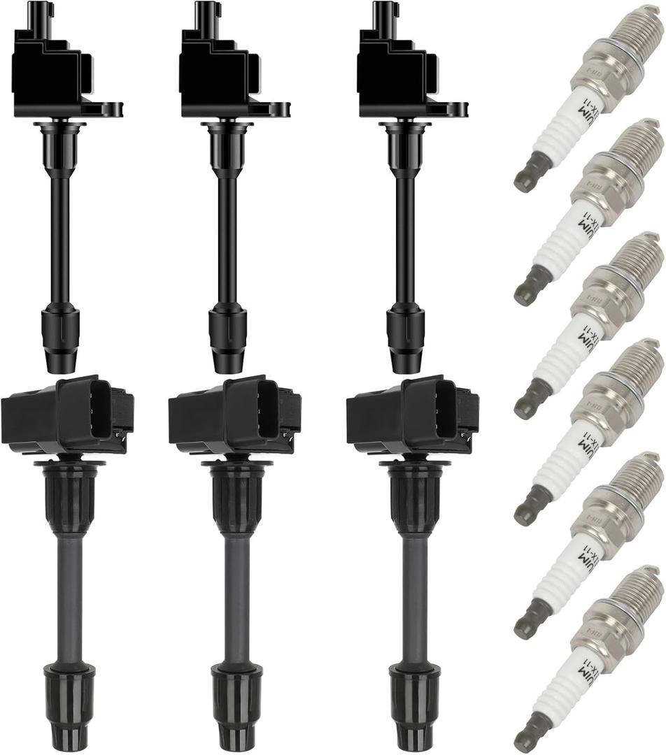 OCPTY 6 Ignition Coils with 6 Iridium Spark Plugs Compatible 2000 for Nissan for Maxima 3.0L/V6,2000 for INFINITI for I30 3.0L/V6 Spark Plugs and Coil Packs Kit Replaces #UF348+6953