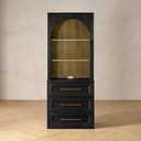 mopio Blake Storage Cabinet with Hutch, Sideboard Buffet Cabinet with Storage, Kitchen Pantry Organizer, Coffee Bar Station, Trophy Display Case with Door & Shelf for Living Room (Black Oak Dresser) (77.4"H)