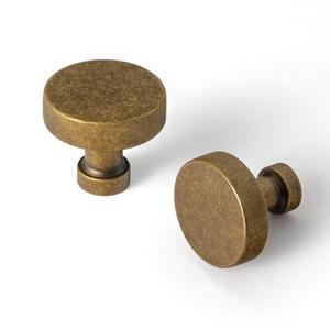 Goo-Ki 6 Pack Cabinet Knobs Antique Brass Drawer Knobs - Solid Zinc Alloy Single Hole/Screw Vintage Bronze Bar Cabinet Pulls Handles Retro Brass Kitchen Hardware