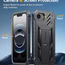 FNTCASE for iPhone 16e Phone Case: Military Grade [Built-in Screen Protector] [Kickstand] Matte Textured Drop Proof Protection Cover | Rugged Shockproof TPU Protective Sturdy Cases 2025 - Black