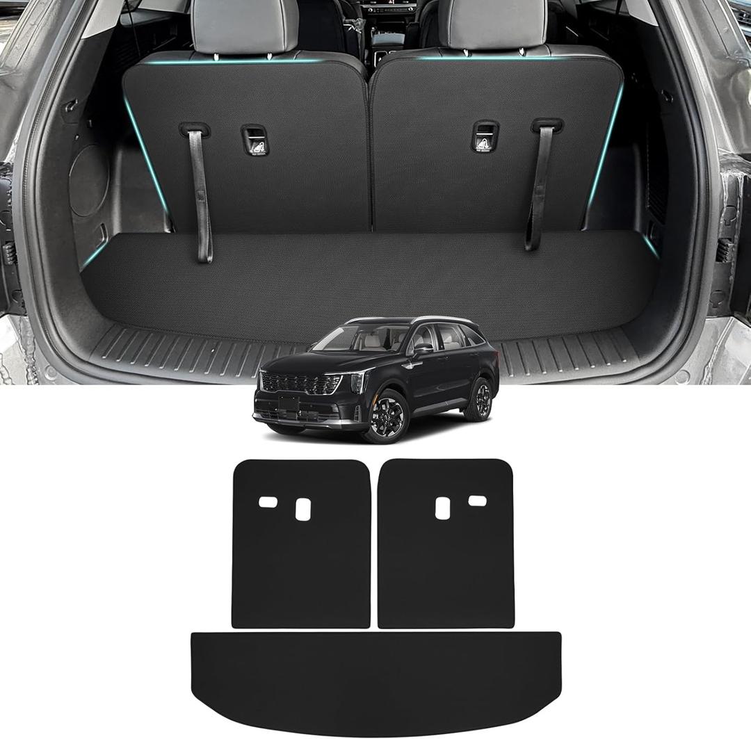 Mixsuper Cargo Liner for Kia Sorento 2021-2024 2025 2026, All Weather Trunk Mat Backrest Mat TPE Back Seat Cover Protector for Sorento Accessories