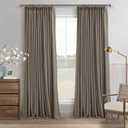 Flax Taupe Pinch Pleated Blackout Curtains 102 Inches Long for Bedroom 100% Black Out Thick Linen Dual Layer Pleated Drapes Farmhouse Country Brownish Gray 102 Inch Curtain for Dining Living Room