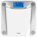 Vitafit Digital Bathroom Weight Scale for Body Weight, High Accuracy Assured by Weighing Professional Since 2001,Extra Large Blue Backlit LCD and Step-On, 400lb/182kg, Clear Glass, Silver