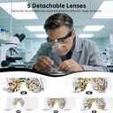 Magnifying Glass with Light, 0.75X to 4.0X Rechargeable Magnifier Headset, Hands Free Head Mount Magnifier with 5 Detachable Lenses, Magnifying Glasses for Close Work Hobbies Crafts Jewelry (Black)