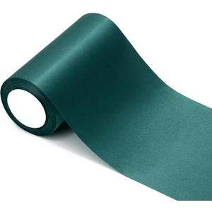 6 inch Teal Satin Ribbon, 24 Yard Long Solid Fabric Ribbon for Christmas Wedding Birthday Party Baby Shower Decoration, Gift Wrapping, Bow Making, Chair Sash, Cutting Ceremony, Indoor Outdoor (07) Teal / Dark Green)