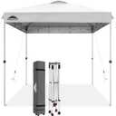 EAGLE PEAK Pop Up Canopy Tent with Wheeled Carry Bag, 8 Stakes, 4 Ropes, Easy Set Up Tent Canopy, 8x8 ft White