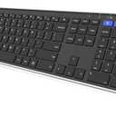 Arteck HB192 Universal Bluetooth Keyboard Multi-Device Stainless Steel Full Size Wireless Keyboard for Windows iOS Android Computer Desktop Laptop Surface Tablet Smartphone Rechargeable Battery