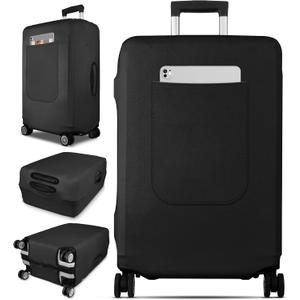 Slohif Luggage Cover for Suitcase Tsa Approved Protector - Luggage Sleeve Suit Case Cover Travel Stretch Large Baggage Case Protective Washable Fit 24-27 Inch Black