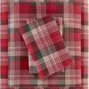 Woolrich Cotton Sheet Set Cottage Charms Print, 100% Cotton Flannel Sheets Warm & Fuzzy Bedding Set Twin Size Sheets, Fitted Pocket Fits Up to 12" Mattress, Twin Red Plaid 3 Piece