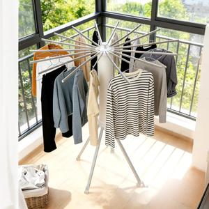 Clothes Drying Rack Four Corners, Large Capacity Portable Laundry Drying Rack, Space Saving Design for Indoor Outdoor Use, Multi-Function Clothing Rack, Towel & Blanket Drying Rack for Laundry Room