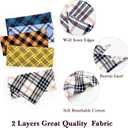 5PCS Dog Bandanas with Button - Thick Triangle Bibs Dual Layer Soft Cotton Scarves for Small Medium Boy Girl Puppy Cat Pet Baby Square Plaid Printing Washable Kerchief Halloween Costumes Outfits (blue)