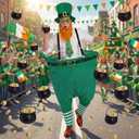 Skicuff St. Patrick's Day Yard Game for Adults, Giant Leprechaun Granny Pants Set with Hat Beard Gold Coins Cauldron, Funny Irish Party Games for Family Outdoor Lawn
