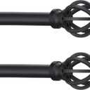 Black Curtain Rods for Windows 28 to 48 Inch, 2 Pack 5/8" Diameter Heavy Duty Metal Adjustable Small Drapery Rod With Bracket