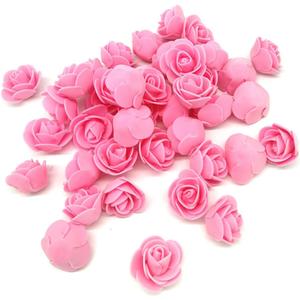 Artificial Flowers 100PCS 3CM Mini Fake Roses for DIY Wedding Bouquets Centerpieces Party Baby Shower Home Decorations (Pink)