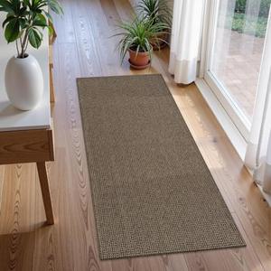 Uphome Kitchen Runner Rug, 2x4'3 Washable Boho Rug Runners for Hallways Non Slip, Low Pile Woven Cotton Modern Carpet Runners, Stain Resistant Bedroom Runner Rug for Hallway Entryway, Black/Natural