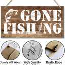 Funny Gone Fishing Wall Decor Sign, Printed Wood Plaque Sign, Hanging Fishing Decor Sign, Family Signs for Home Decor Gift, Gifts for Men, Farmhouse Decor Wall Art Sign 12" x 6" (style 01)