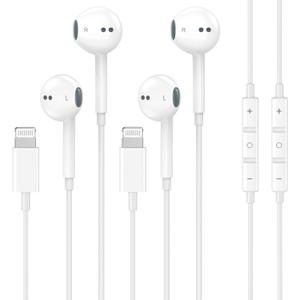 2 Pack Wired Headphones for iPhone Earbuds with Built-in Microphone & Volume Control Nosie Reduction Earphones Headsets Compatible with iPhone 14 13 12 11 Pro Max XS XR X 8 7, Support All iOS System