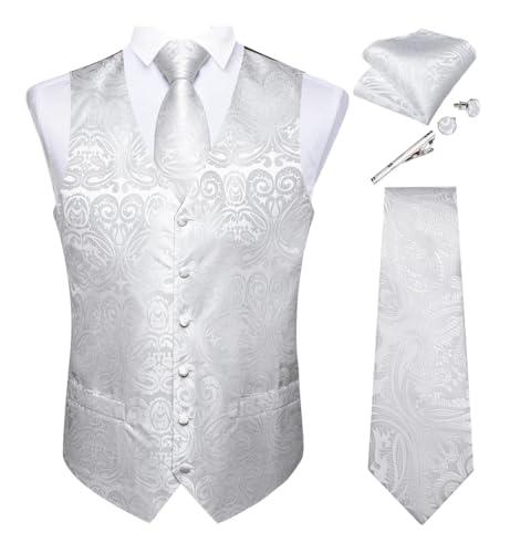 Men's Suit Vest Set Tie Handkerchief Cufflinks Wedding Party Tuxedo Blazer Suits Luxury Paisley Waistcoat MJTZ0137 LJ-000, M