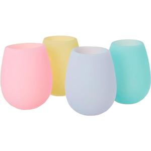 Shark Skinz Set of 4 Pastel Silicone Drinkware, 4 Count (Pack of 1), Multicolor
