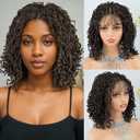 MISS FANCY 13 Inch Brown Braided Wig for Black Women - 4x4 Lace Front Glueless Box Braids with Baby Hair, Faux Locs Synthetic Hair in Boho & Dreadlock Style