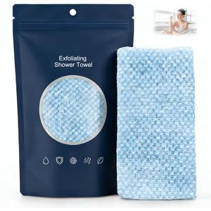 Alorin Silver Towel - Alorin's Exfoliating Shower Towel, Premium Scrub Wash Cloth for Body & Face, Exfoliating Skin Bath Towel for Men and Women (Blue)