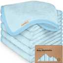 6-Pack Baby Washcloths - Soft Absorbent Viscose from Bamboo Wash Cloths for Babies, Kids, Toddlers, Infant, Newborn Bath Towels, Gentle on Sensitive Skin, 10x10 Reusable Face Towels (Bravo Blue)