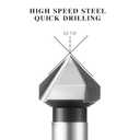 Countersink Drill Bit Set 6 pcs High Speed Steel 3 Flute 85 Degree Steel Counter Sink for Wood and Metal in Sizes 1/2",1/3",1/4",2/3",2/5",4/5" Set