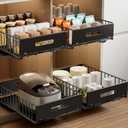 2 Pack Pull Out Cabinet Organizer, Slide Out Drawers for Cabinets, Peel and Stick, Heavy Duty Shelves for Kitchen, Cupboard, Pantry, Bathroom (16.5" D*11.8" W*3.94" H-Black)