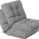 QILLOWAY Outdoor Seat/Back Chair Cushion Tufted Pillow, Spring/Summer Seasonal Replacement Cushions - Set of 2 (Grey) (Set Of 2 (1Pack))