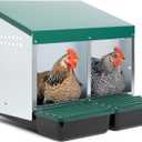 Compact Style 2 Compartment, Forward Rollout & Rollaway, Hen & Chicken Nesting Box with Protective Egg Laying Collection Lids