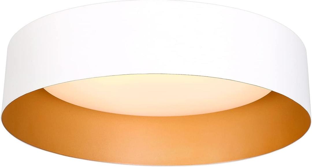 Bargeni LED Ceiling Light Fixture,12.5 inch Flush Mount Light Fixture,Matte White with Gold Inside,Dimmable 3000K/Warm White/18W(100w Equiv.),Outdoor Lighting Fixtures Ceiling for Bedroom and Hallway