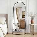 59"x19" Arched Full Length Floor Mirror, Standing Mirror with Aluminum Frame, Large Body Mirror of Free Standing/Wall Mount/Leaning for Bedroom, Living Room, Dressing Room, Black