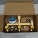 Garden Hose Splitter, Brass 3 Way Hose Splitter, 3/4" Water Hose Splitter 3 Way Heavy Duty with Metal Shutoff Valve and Extension Handle, Outdoor Faucet Splitter Water Spigot Splitter Manifold