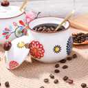 Ceramic Sugar Bowls with Spoons, Salt Jar Seasoning Container with Lid for Home and Kitchen (XYH)