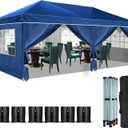 Heavy Duty Pop Up Canopy, Carport Canopy with UV Protection, Waterproof Fabric, Adjustable Heights, and Easy Assembly  Ideal for Outdoor Events, Camping, and Carports (10 x 20) (Blue)