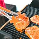 BESTonZON 4pcs Christmas Stainless Steel Food Tongs, Mini Tong Santa Snowman Gingerbread Man Style with Silicone Tips for Xmas Party